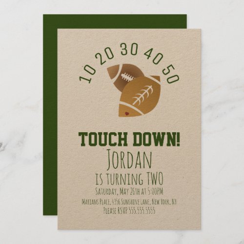 Football Sport TouchDown Tailgating Birthday Kraft Invitation