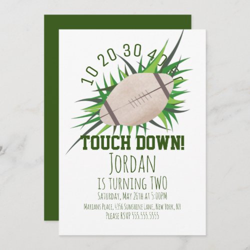 Football Sport TouchDown Tailgating Grass Party Invitation