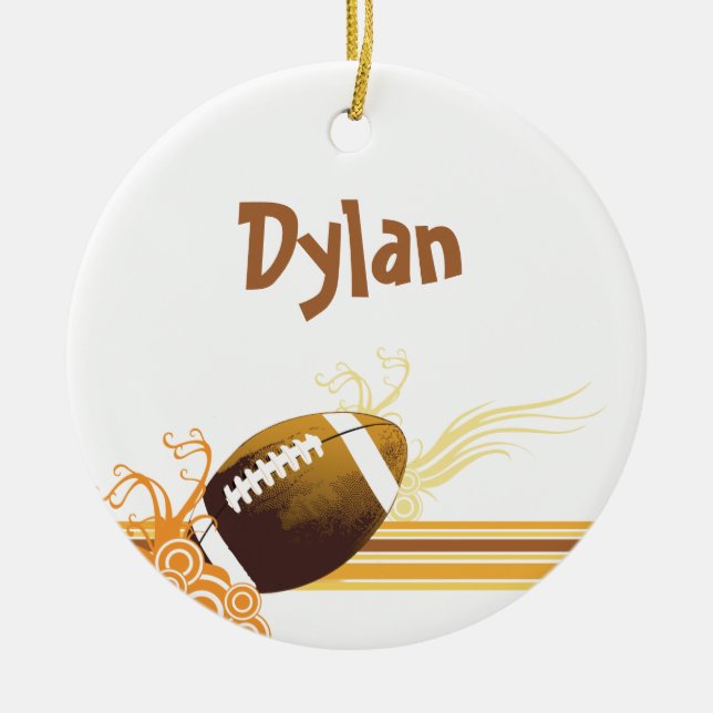 Football Sports Ball Game Personalized Name Ceramic Ornament (Front)