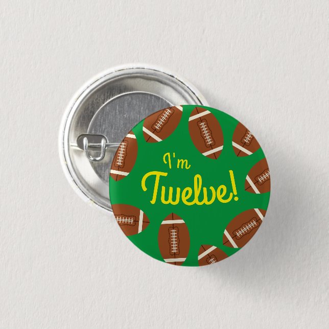 Football Sports Birthday Party Button (Front & Back)