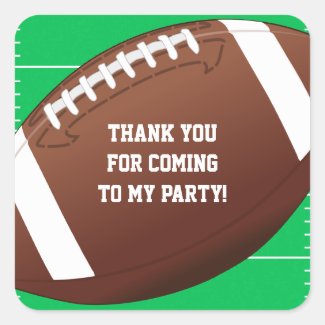 Football Sports Birthday Party Favor Square Sticker