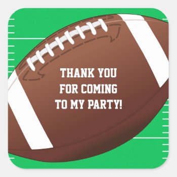Football Sports Birthday Party Favor Square Sticker by adams_apple at Zazzle