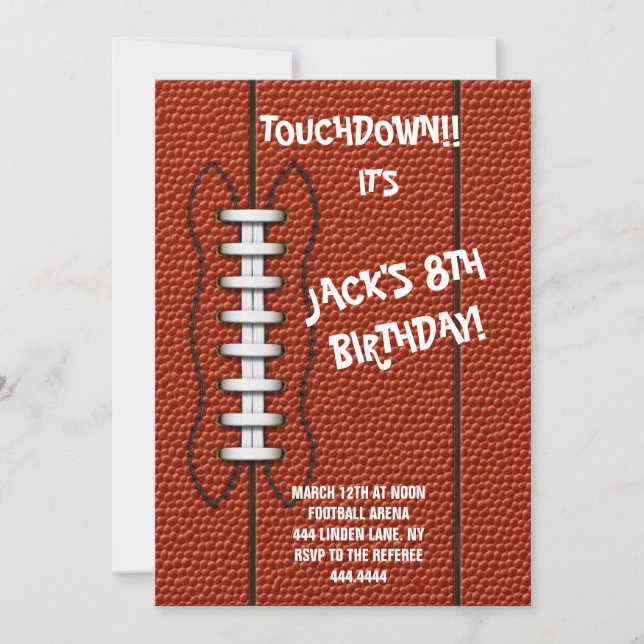 Football Sports Birthday Party Invitation (Front)