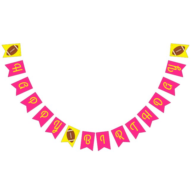 Football Sports Birthday Party Pink Bunting Flags (All)