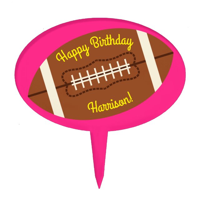 Football Sports Birthday Party Pink Cake Topper (Front)