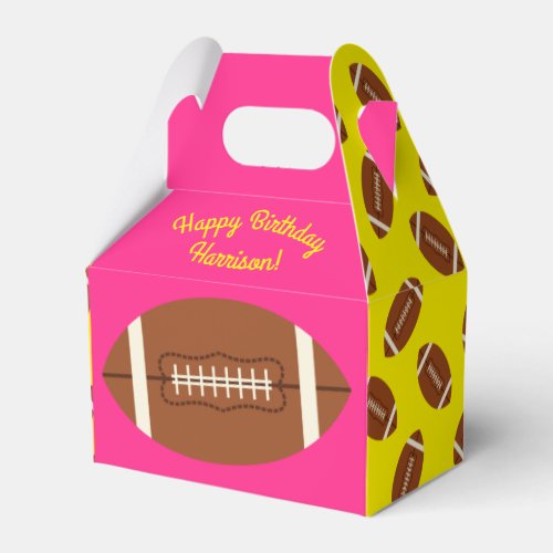 Football Sports Birthday Party Pink Favor Boxes
