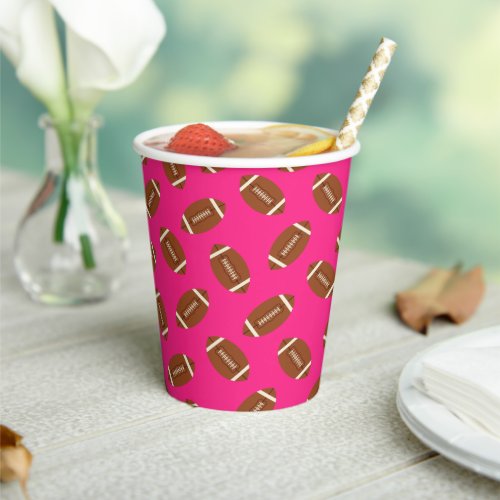 Football Sports Birthday Party Pink Paper Cups