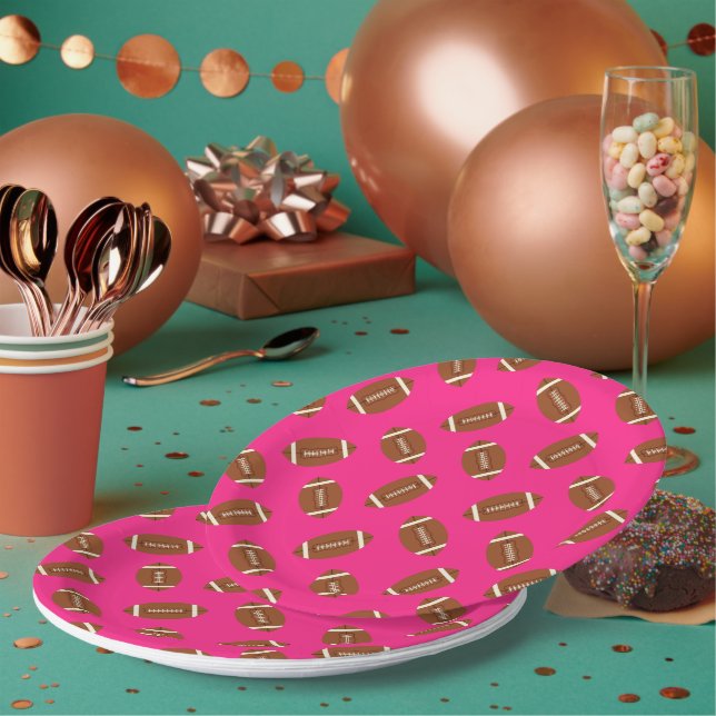 Football Sports Birthday Party Pink Paper Plates (Multi)