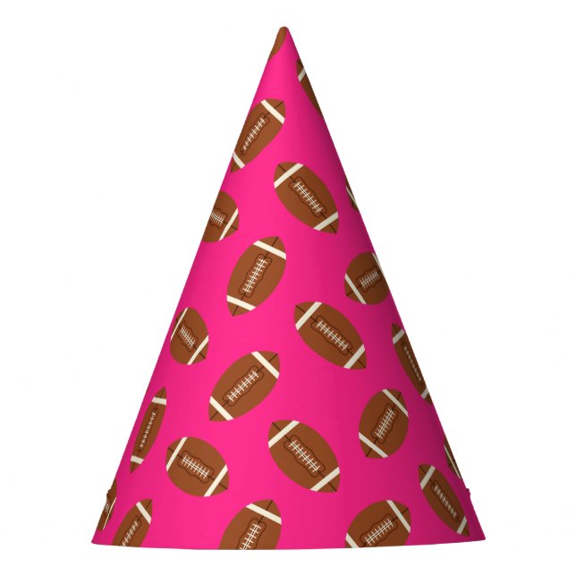 Football Sports Birthday Party Pink Party Hat (Front)