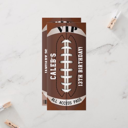 Football Sports Birthday Party VIP Pass Ticket