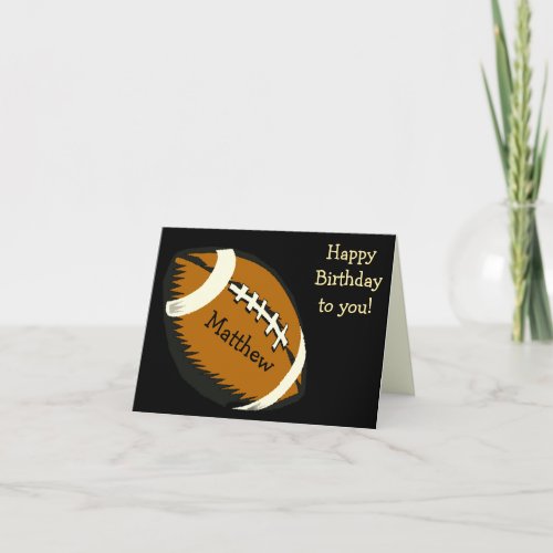Football Sports Black and Brown Birthday Card