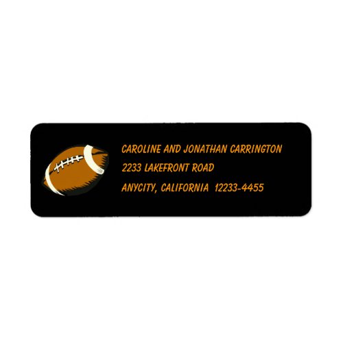 Football Sports Black and Brown Return Address Label