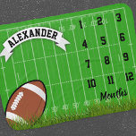 Football Sports Boy Milestone Baby Blanket<br><div class="desc">New baby keepsake blanket featuring a sports field,  football,  the childs name,  and the months to mark the milestone.</div>