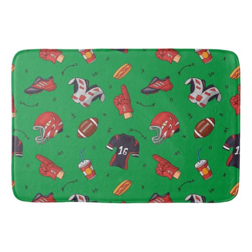 Football Sports Equipment Food and Drink Bath Mat