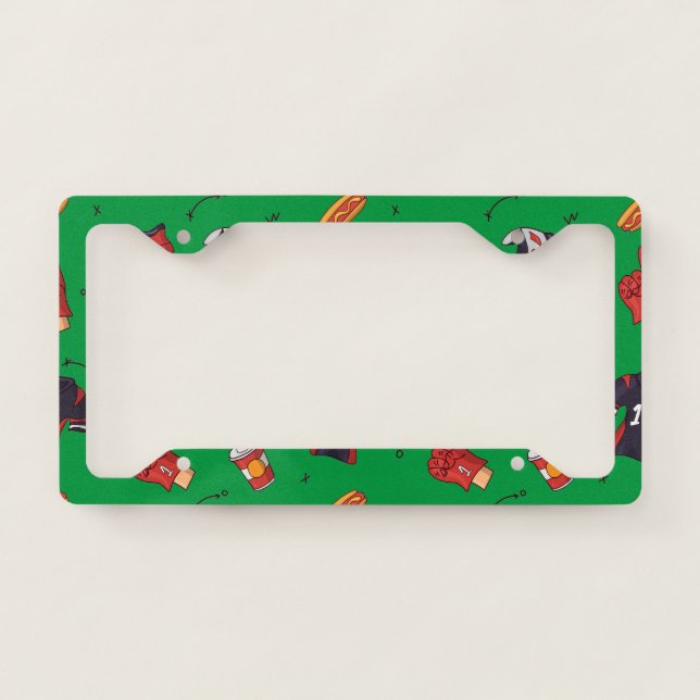 Football Sports Equipment, Food and Drink License Plate Frame (Front)