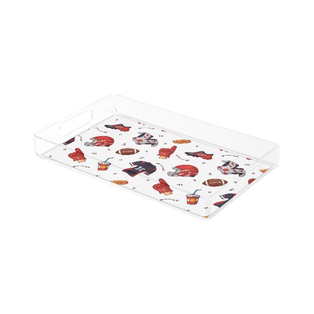 Football Sports Equipment with Food Pattern Acrylic Tray (Angled)