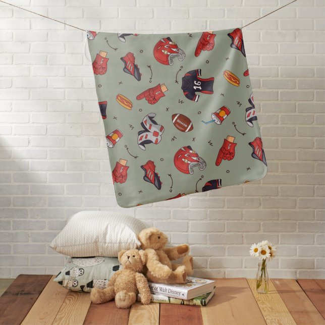 Football Sports Equipment with Food Pattern Baby Blanket (In Situ)