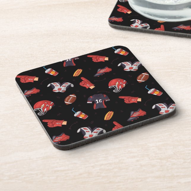 Football Sports Equipment with Food Pattern Beverage Coaster (Left Side)