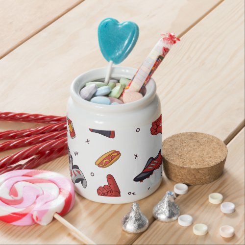 Football Sports Equipment with Food Pattern Candy Jar