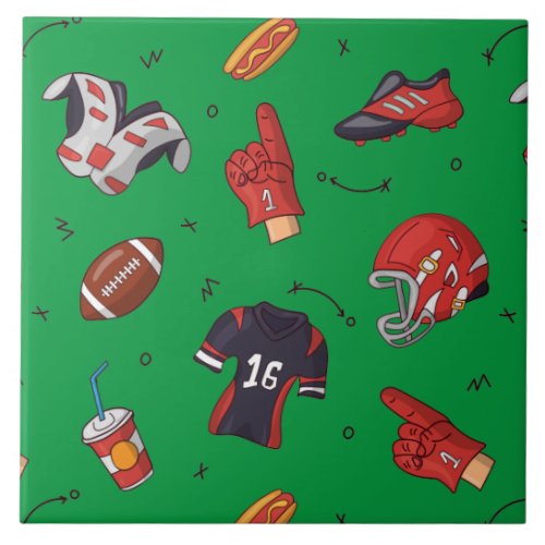 Football Sports Equipment with Food Pattern Ceramic Tile