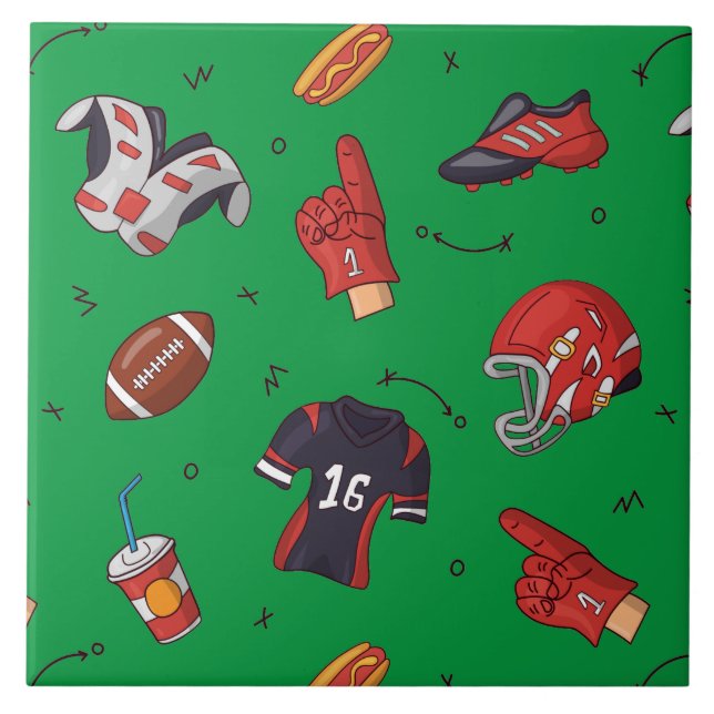 Football Sports Equipment with Food Pattern Ceramic Tile (Front)