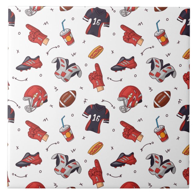 Football Sports Equipment with Food Pattern Ceramic Tile (Front)