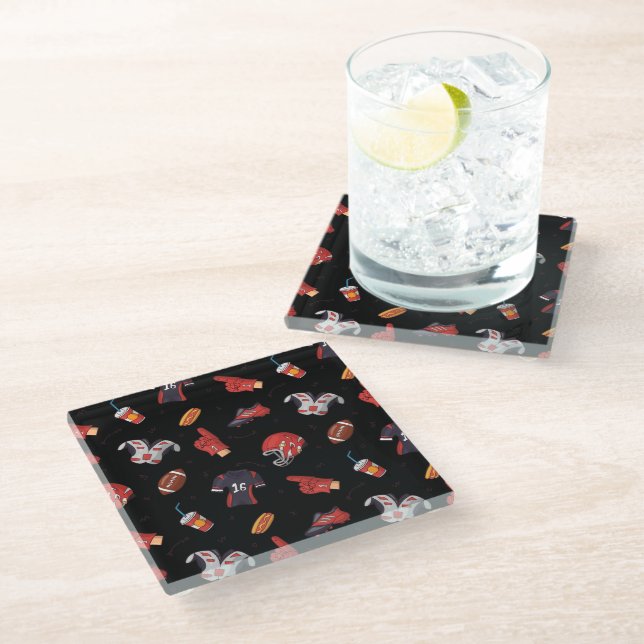 Football Sports Equipment with Food Pattern Glass Coaster (Angled)