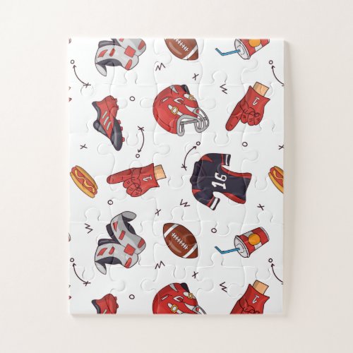 Football Sports Equipment with Food Pattern Jigsaw Puzzle