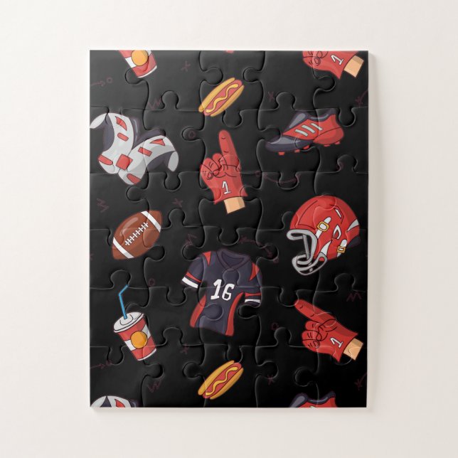 Football Sports Equipment with Food Pattern Jigsaw Puzzle (Vertical)