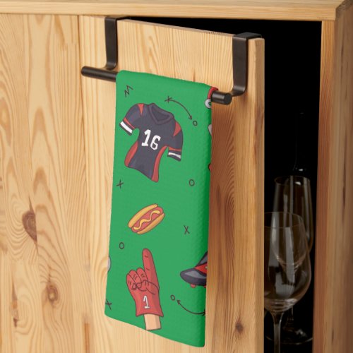 Football Sports Equipment with Food Pattern Kitchen Towel