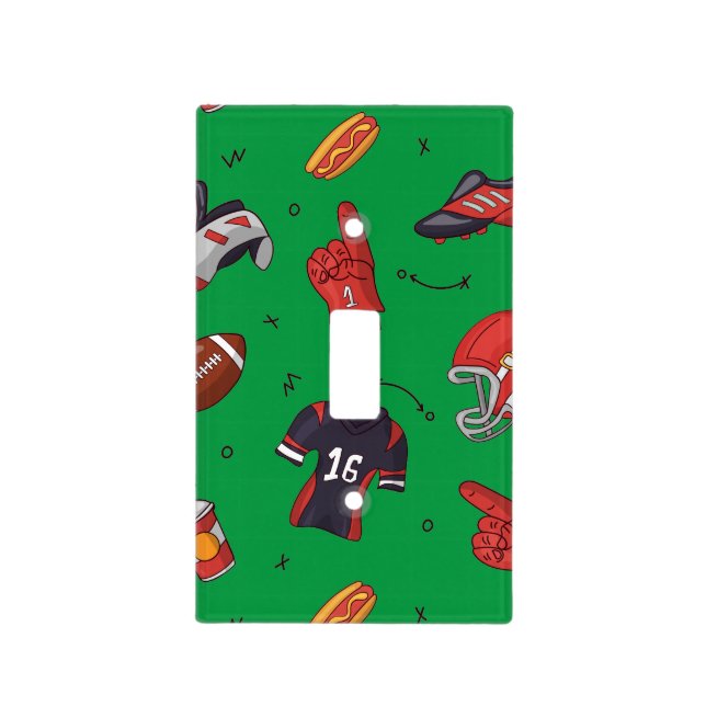 Football Sports Equipment with Food Pattern Light Switch Cover (Front)