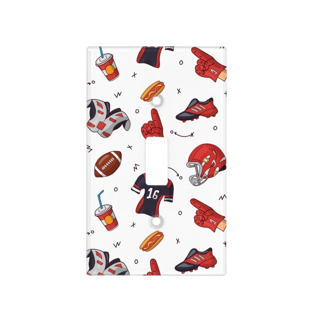 Football Sports Equipment with Food Pattern Light Switch Cover (Front)