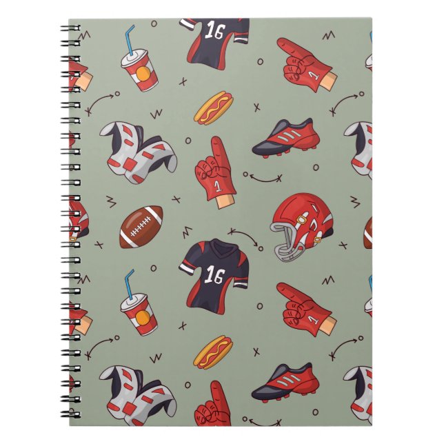 Football Sports Equipment with Food Pattern Notebook (Front)