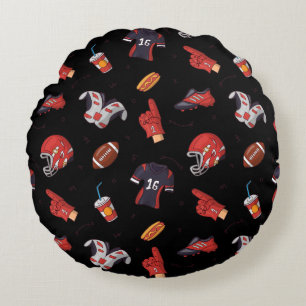 Football Sports Equipment with Food Pattern Round Pillow
