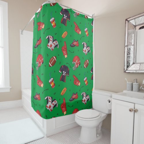 Football Sports Equipment with Food Pattern Shower Curtain