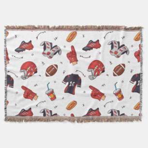 Football Sports Equipment with Food Pattern Throw Blanket