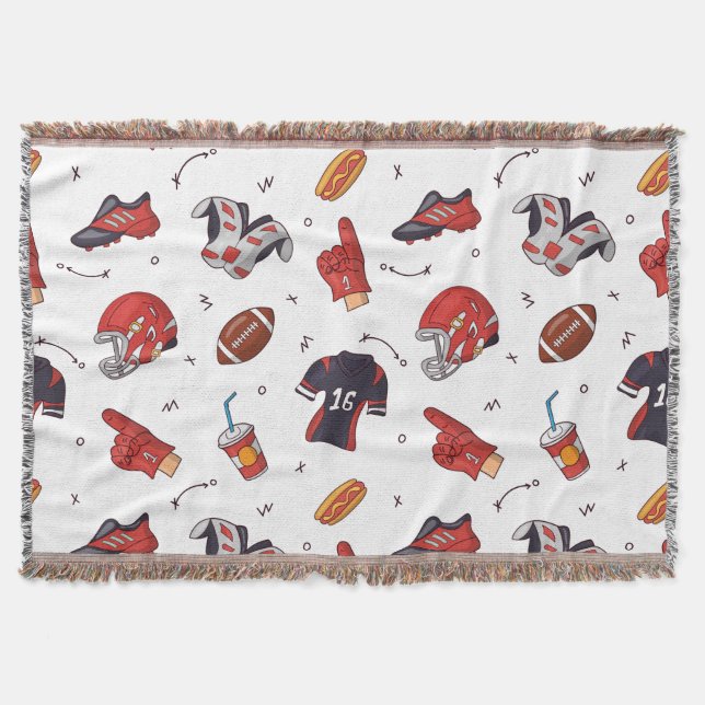 Football Sports Equipment with Food Pattern Throw Blanket (Front)