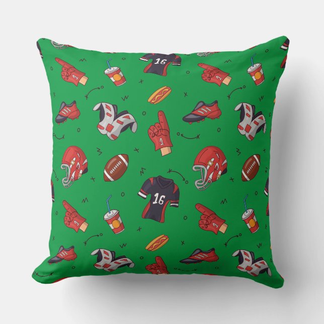 Football Sports Equipment with Food Pattern Throw Pillow (Front)