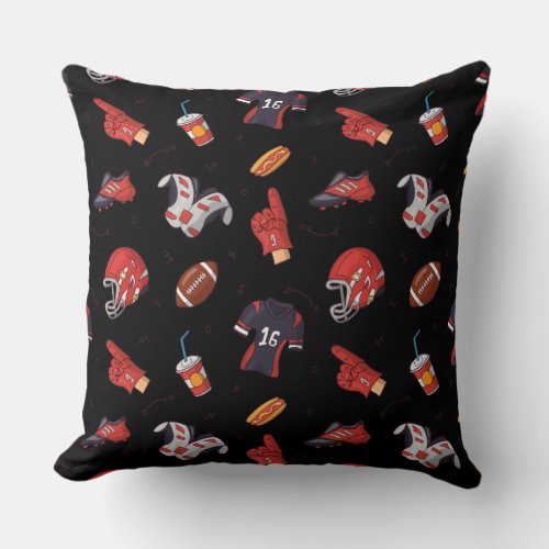 Football Sports Equipment with Food Pattern Throw Pillow