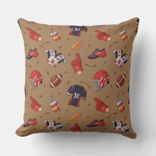 Football Sports Equipment with Food Pattern Throw Pillow