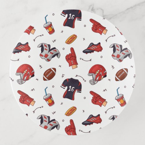 Football Sports Equipment with Food Pattern Trinket Tray