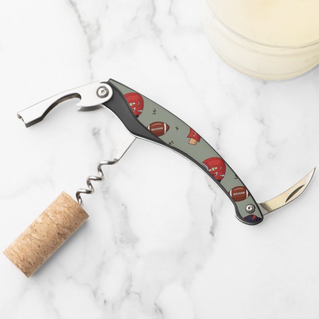 Football Sports Equipment with Food Pattern Waiter's Corkscrew (Front)