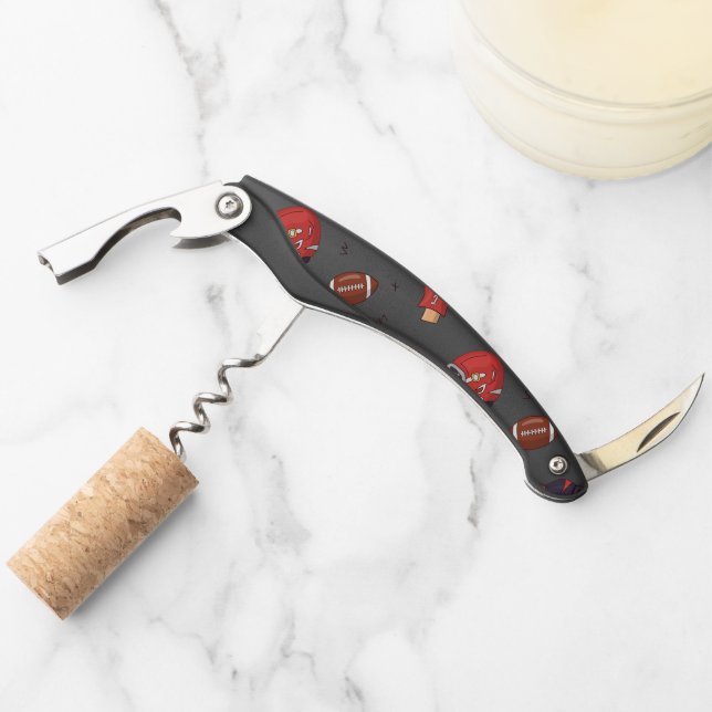 Football Sports Equipment with Food Pattern Waiter's Corkscrew (Front)