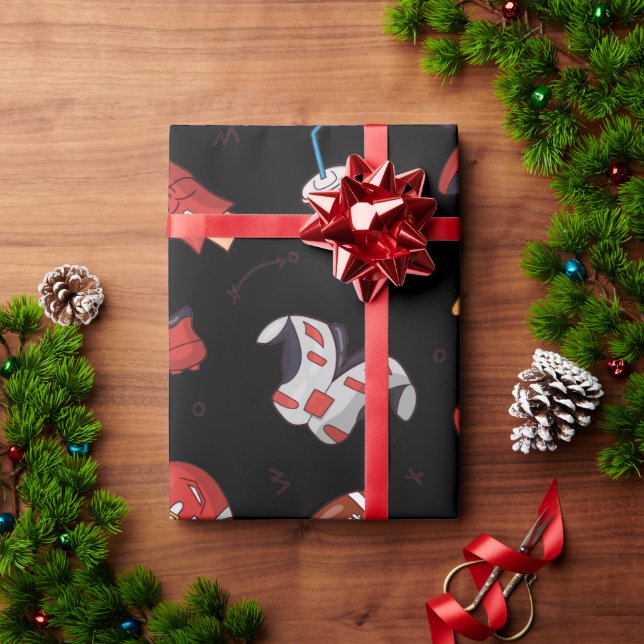 Football Sports Equipment with Food Pattern Wrapping Paper (Holiday Gift)
