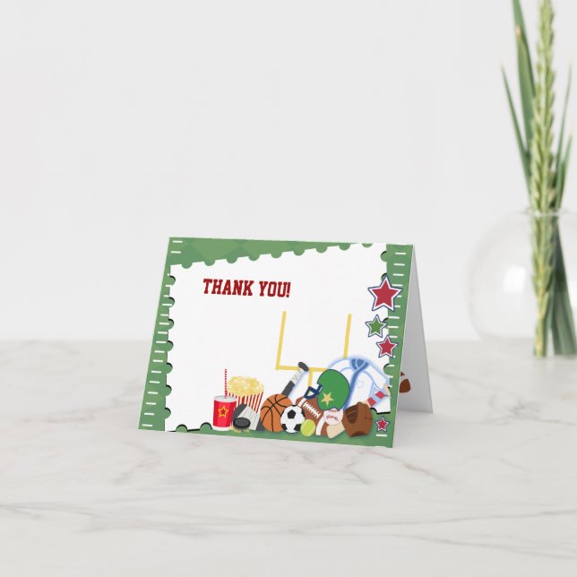 FOOTBALL Sports Fan All Star Folded Thank you note Card (Front)