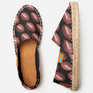football sports fan pattern with black liner espadrilles