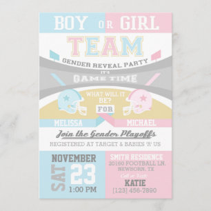 Football Sports Gender Reveal Invitations