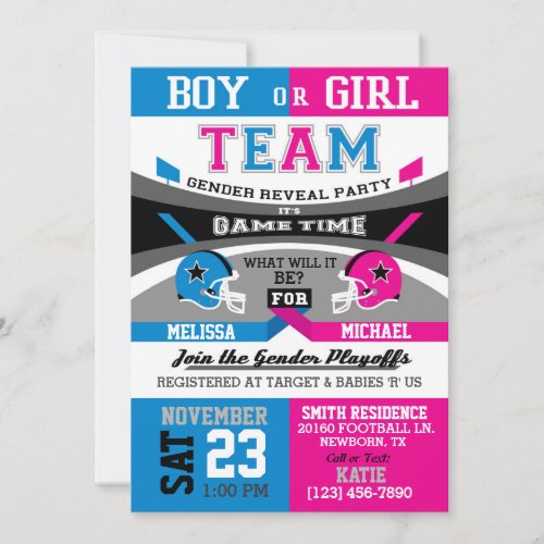 Football Sports Gender Reveal Invitations