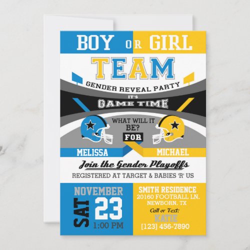 Football Sports Gender Reveal Invitations