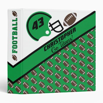 Football Sports Green Pattern Name | Team | Number 3 Ring Binder by tjssportsmania at Zazzle